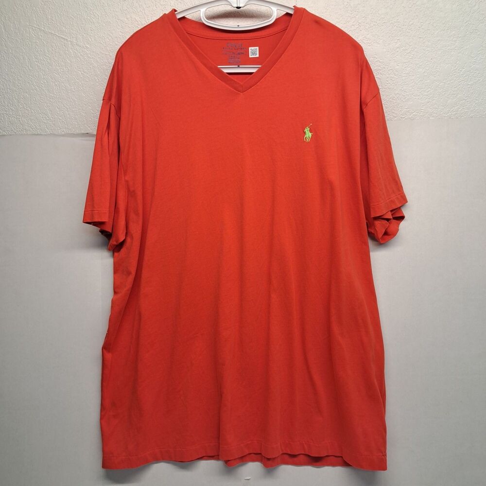 Polo Ralph Lauren V-Neck Claasic Fit T-Shirt Mens XL May Orange